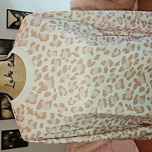 NWOT - Never Worn! White, Brown-Tan & Pink Leopard Print Long Sleeve Tunic